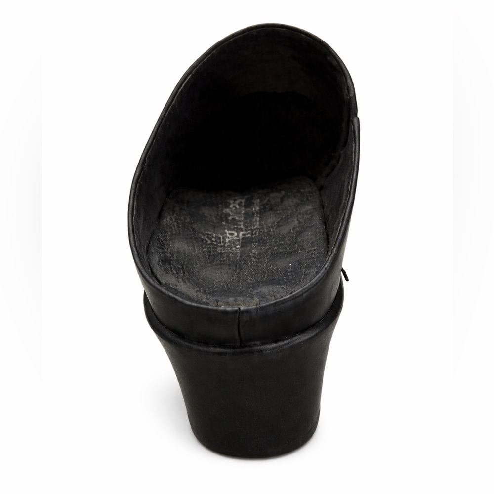 Walking Cradles Caden Black Leather Mule Clog 7 Comfort Embossed Floral - Picture 5 of 5